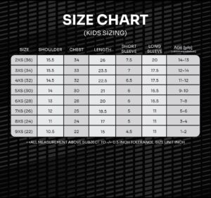 KIDS SIZE CHART