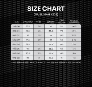 Size Chart Muslimah Kids