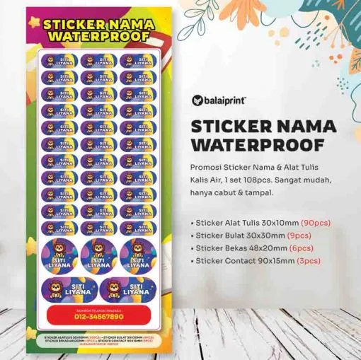 Sticker Nama Waterproof SNW001