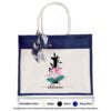 Jute Bag 01 Floral I Mockup Navy Blue