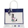 Jute Bag 01 Floral L Mockup Navy Blue