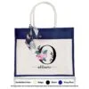 Jute Bag 01 Floral O Mockup Navy Blue