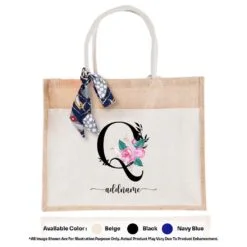 Jute Bag 01 Floral Q Mockup Biege