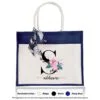 Jute Bag 01 Floral S Mockup Navy Blue