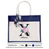 Jute Bag 01 Floral X Mockup Navy Blue