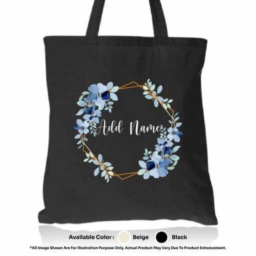 TOTE BAG 01 FLOWER 01 Mockup Black