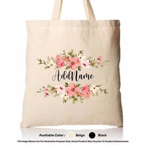 TOTE BAG 01 FLOWER 02 Mockup Biege