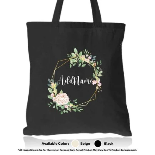 TOTE BAG 01 FLOWER 11 Mockup Black