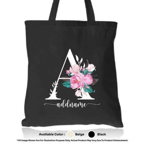Tote Bag Floral Letter A - Image 2