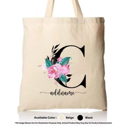 Tote Bag Floral Letter C