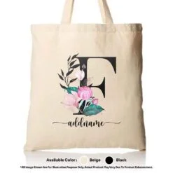 Tote Bag Floral Letter F