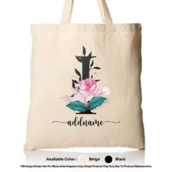 Tote Bag Floral Letter I