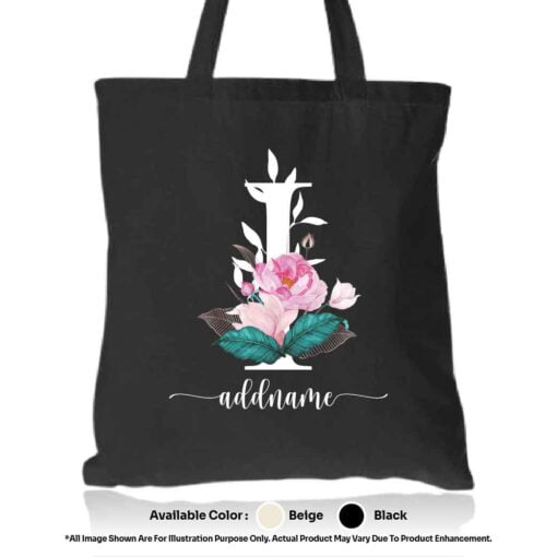 Tote Bag 01 Floral Iai Mockup Black