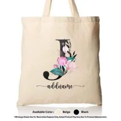 Tote Bag Floral Letter J
