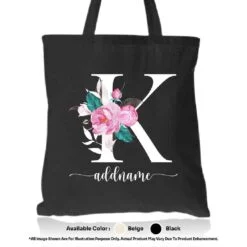Alternative view of Tote Bag Floral Letter K