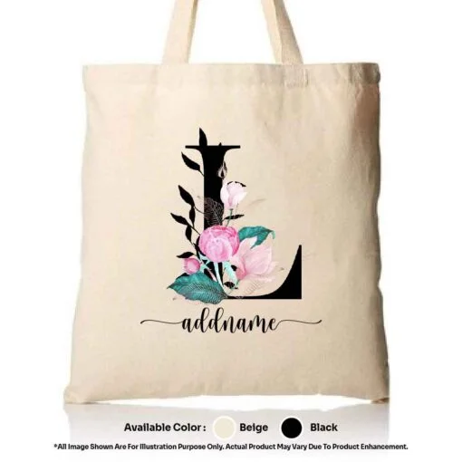 Tote Bag Floral Letter L