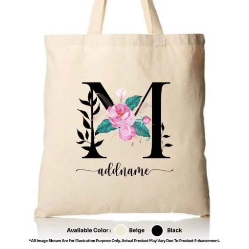 Tote Bag 01 Floral M Mockup Biege