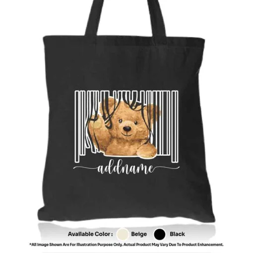 Tote Bag 01 Teady Bear 08 Mockup Black