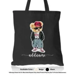 Tote Bag 01 Teady Bear 11 Mockup Black