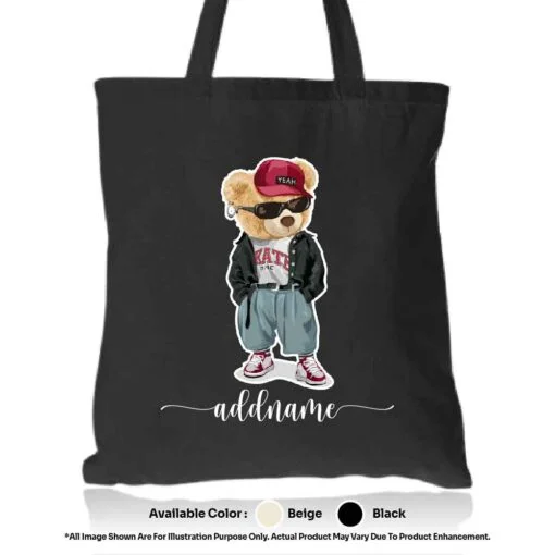 Tote Bag 01 Teady Bear 11 Mockup Black