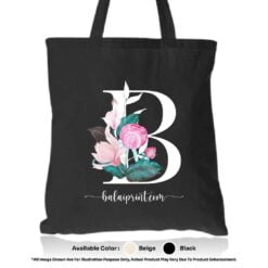 Tote Bag Floral B Mockup Black