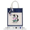 Jute Bag A4 01 Floral B Mockup Navy Blue 1