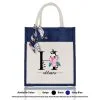 Jute Bag A4 01 Floral H Mockup Navy Blue 1