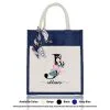 Jute Bag A4 01 Floral J Mockup Navy Blue