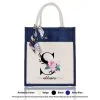 Jute Bag A4 01 Floral S Mockup Navy Blue