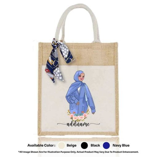 Jute Bag A4 01 Muslimah 01 Mockup Biege