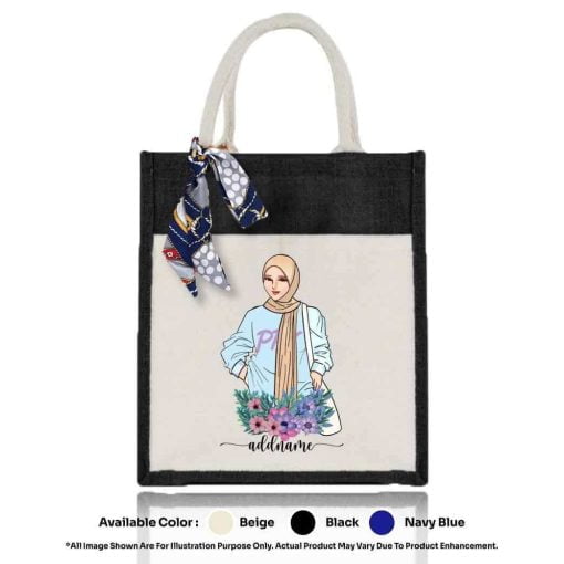 Jute Bag A4 01 Muslimah 04 Mockup Black