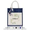 Jute Bag A4 Flower Frame 11 Mockup Navy Blue