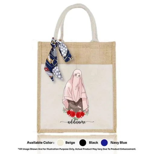 Jute Bag A4 Muslimah 17 Biege