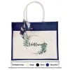 Jute Bag Flower Frame 05 Mockup Navy Blue