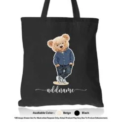 Tote Bag 01 Teady Bear 19 Mockup Black