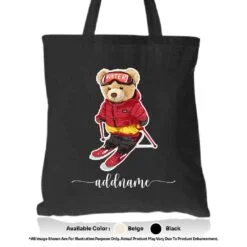 Tote Bag 01 Teady Bear 20 Mockup Black
