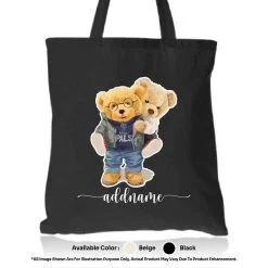 Tote Bag 01 Teady Bear 33 Mockup Black