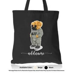 Tote Bag 01 Teady Bear 39 Mockup Black