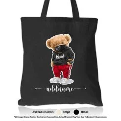 Tote Bag 01 Teady Bear 49 Mockup Black
