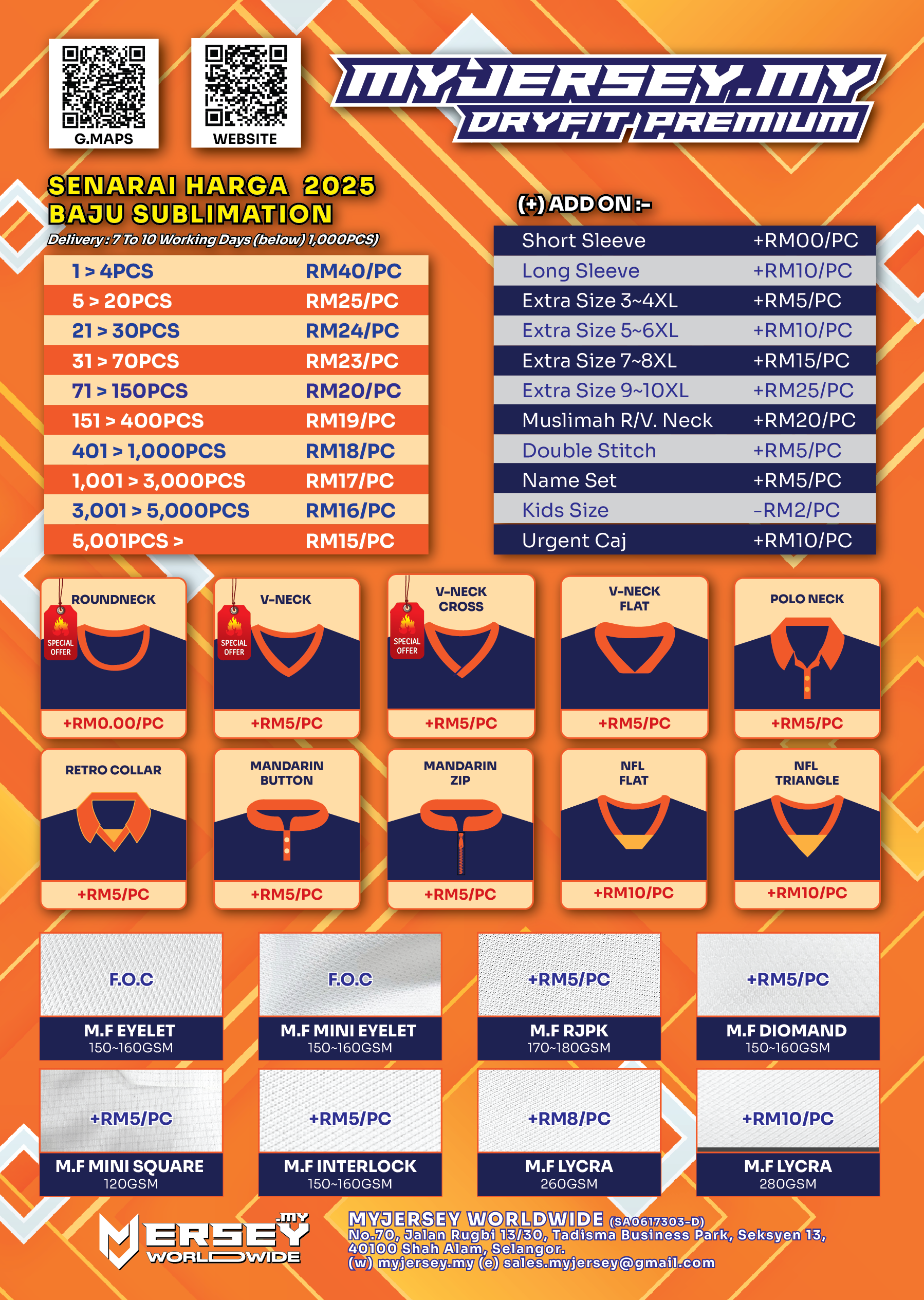 Senarai Harga Baju Sublimation 2025