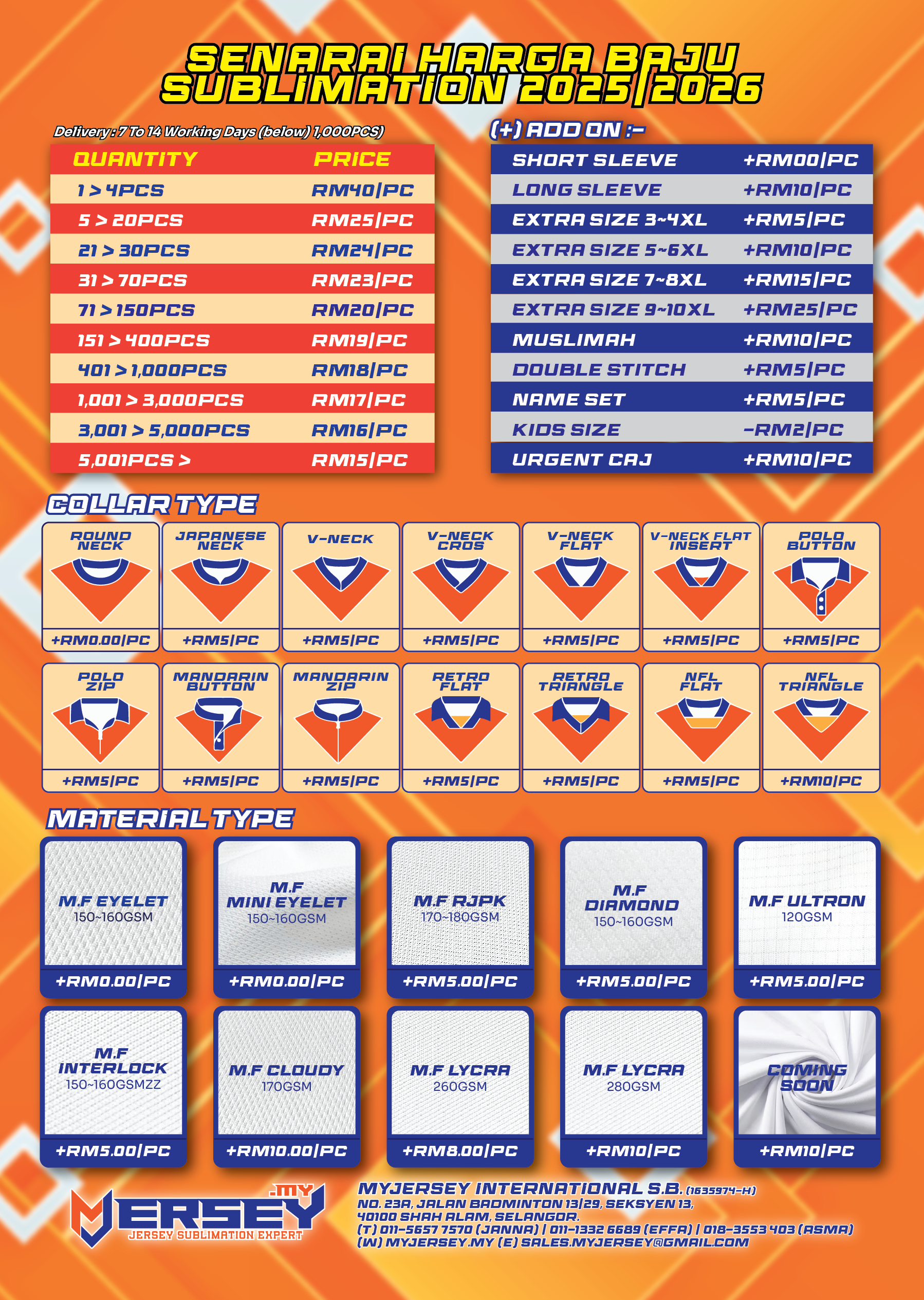 Senarai Harga Baju Sublimation 2025 V2